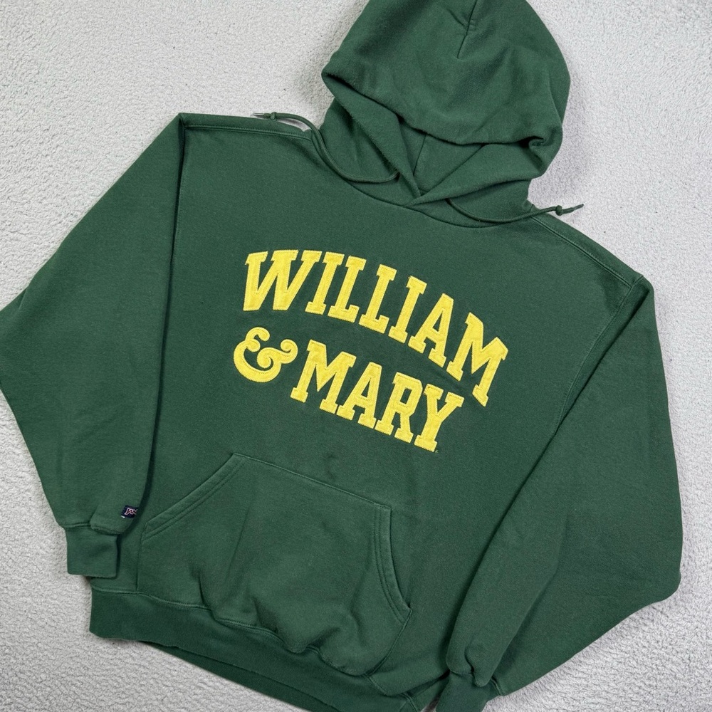 William and Mary Jansport Green Hoodie with gold embroidered letters